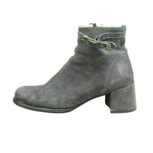 *Geier Wally Gray Suede Side Zip Casual Heeled Ankle Boots Size 11 Inches